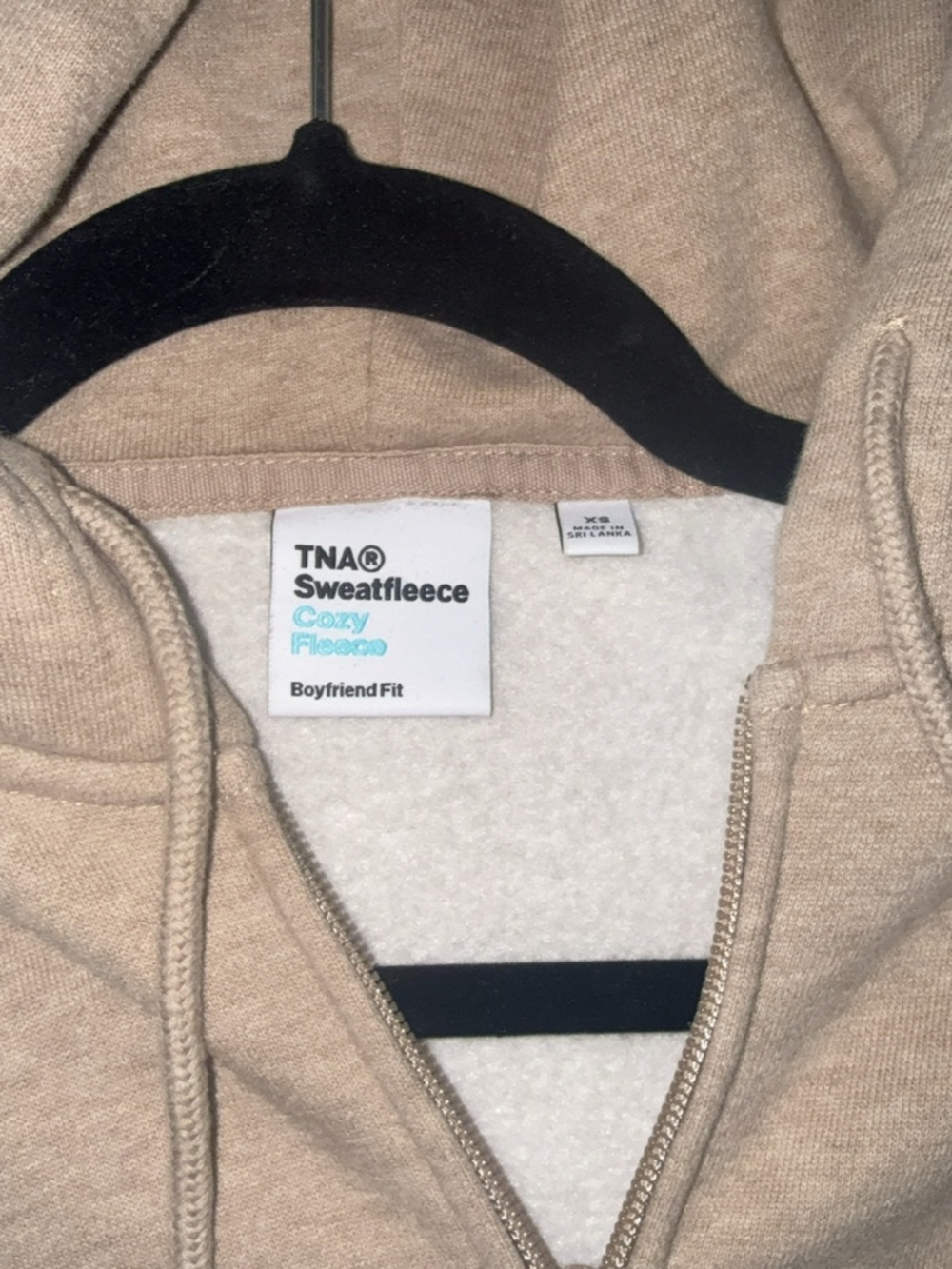TNA “Cozy Fleece” Zip Hoodie (Boyfriend Fit)